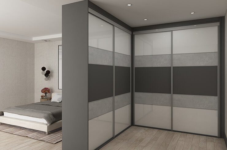 Classic Silver Frame With Pure White Glass Light Concrete And Matt Onyx Panels